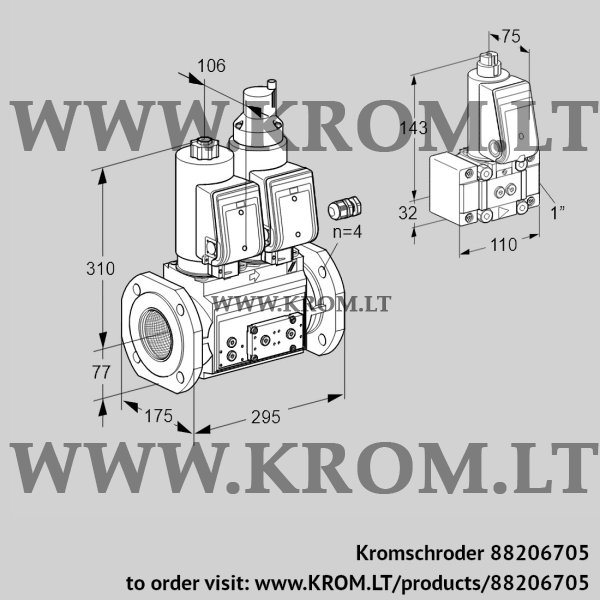 Kromschroder VCS 665F05NLWGR3E/PPPP/PPZ-, 88206705 double solenoid valve, 88206705