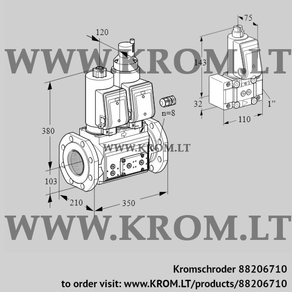 Kromschroder VCS 8100F05NLWGR3E/PPPP/PPZ-, 88206710 double solenoid valve, 88206710