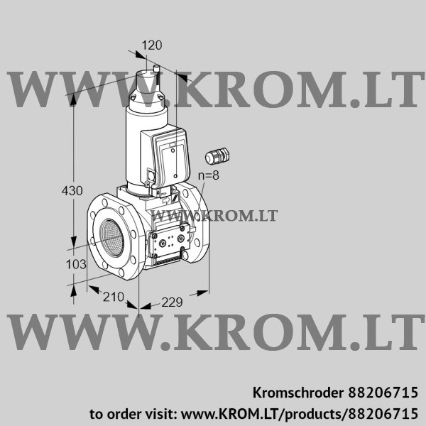 Kromschroder VAS 8100F05LWGR3E/PP/MM, 88206715 gas solenoid valve, 88206715