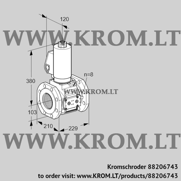 Kromschroder VAS 8T100A05NQGLE/PP/PP, 88206743 gas solenoid valve, 88206743