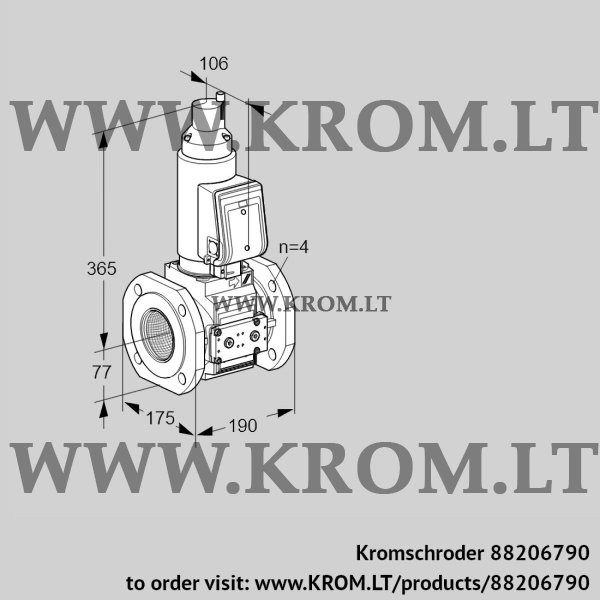 Kromschroder VAS 6T65A05LQGRE/PP/PP, 88206790 gas solenoid valve, 88206790