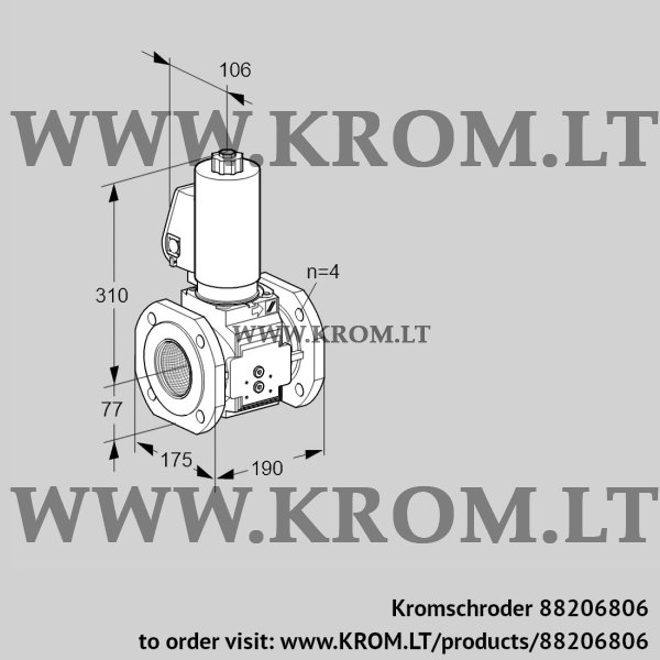 Kromschroder VAS 6T65A05NKSLB/PP/PP, 88206806 gas solenoid valve, 88206806