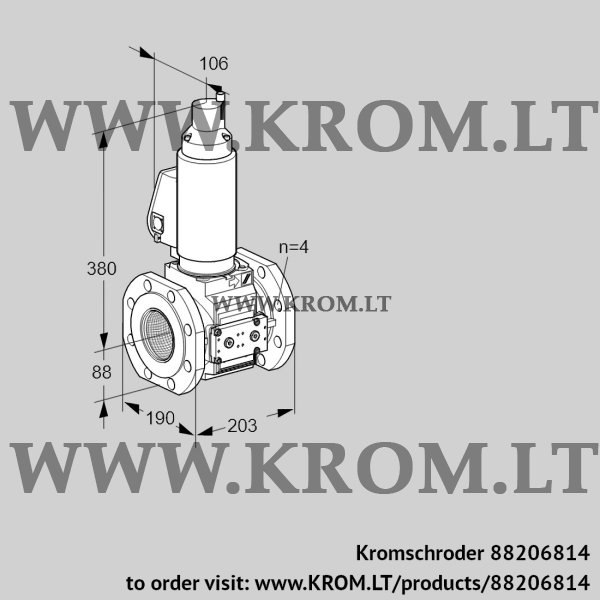 Kromschroder VAS 7T80A05LQSLE/PP/PP, 88206814 gas solenoid valve, 88206814