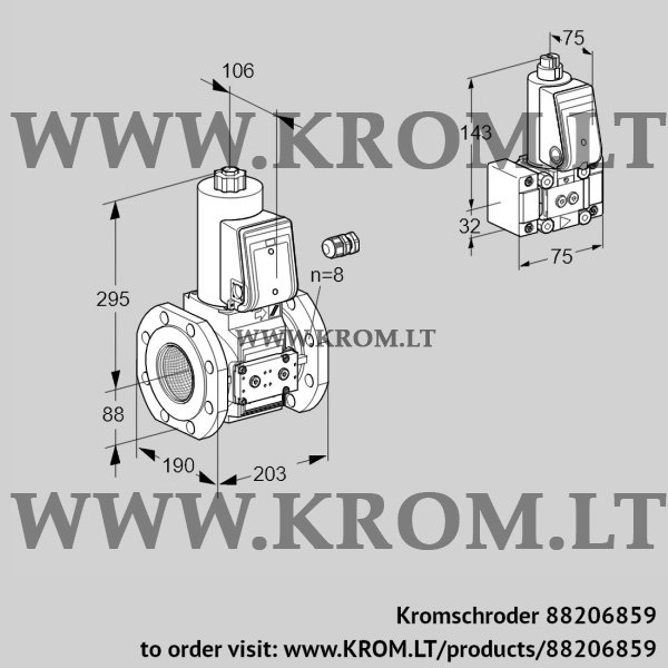 Kromschroder VAS 780F05NW3E/PP/B-, 88206859 gas solenoid valve, 88206859