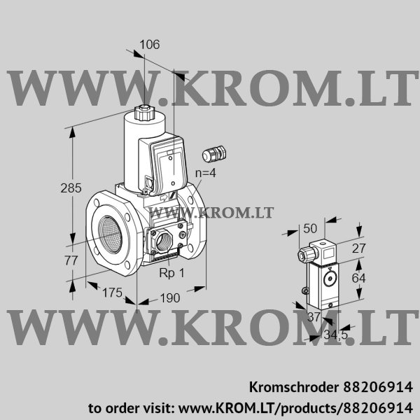 Kromschroder VAS 665F05NW3E/EP/P3, 88206914 gas solenoid valve, 88206914