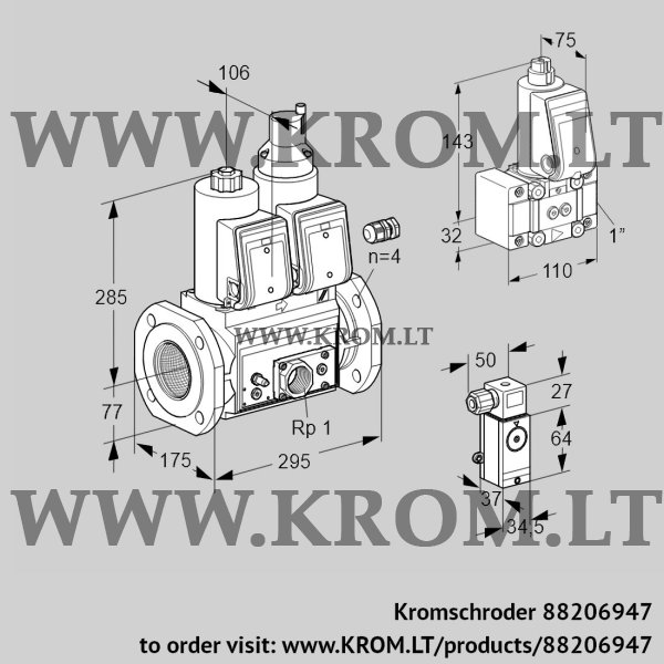 Kromschroder VCS 665F05NLWR3E/MPEP/P2Z-, 88206947 double solenoid valve, 88206947