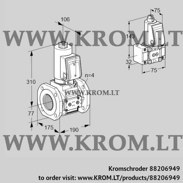 Kromschroder VAS 6T65A05NKGRE/PP/B-, 88206949 gas solenoid valve, 88206949