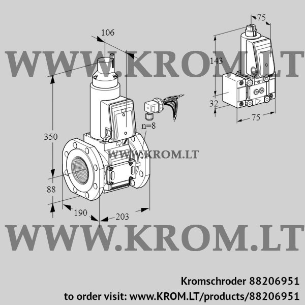 Kromschroder VAS 780F05LWE/B-/PM, 88206951 gas solenoid valve, 88206951