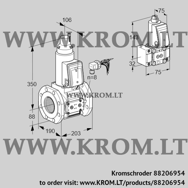 Kromschroder VAS 780F05LWE/PP/B-, 88206954 gas solenoid valve, 88206954