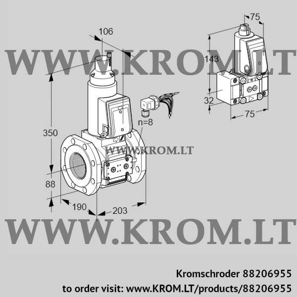 Kromschroder VAS 780F05LWE/PP/B-, 88206955 gas solenoid valve, 88206955