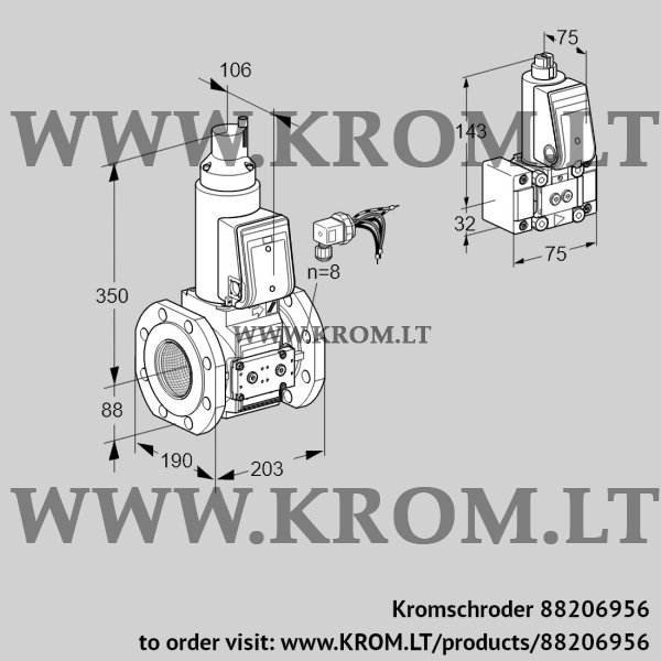 Kromschroder VAS 780F05LWE/PP/B-, 88206956 gas solenoid valve, 88206956