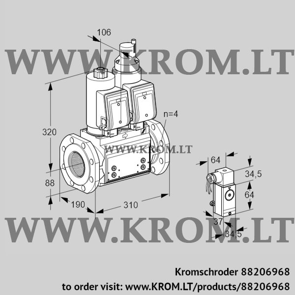 Kromschroder VCS 7T80A05NLQGRB/2-PP/3-PP, 88206968 double solenoid valve, 88206968