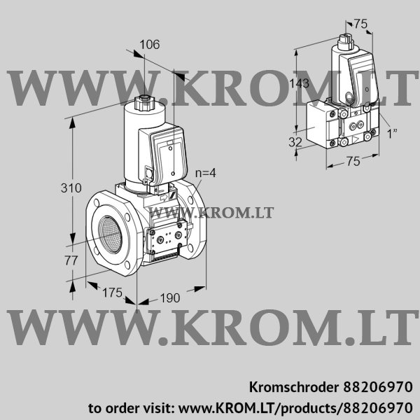 Kromschroder VAS 6T65A05NKGRE/PP/Z-, 88206970 gas solenoid valve, 88206970