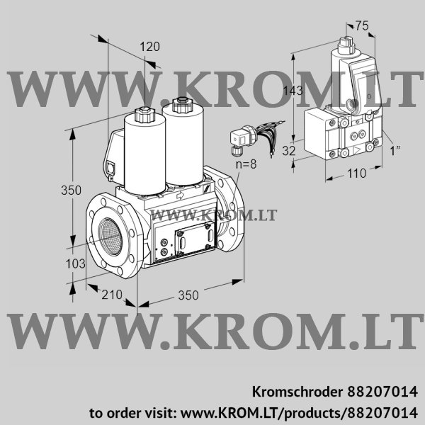 Kromschroder VCS 8100F05NNWLE/PPZ-/PPPP, 88207014 double solenoid valve, 88207014