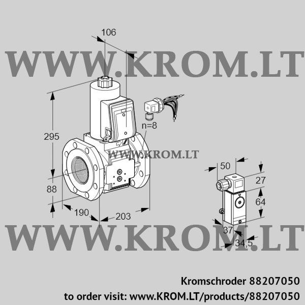 Kromschroder VAS 780F05NWB/P2/PP, 88207050 gas solenoid valve, 88207050