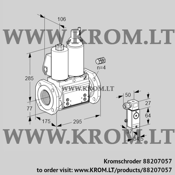 Kromschroder VCS 665F05NLWL3B/PPPP/3-MM, 88207057 double solenoid valve, 88207057