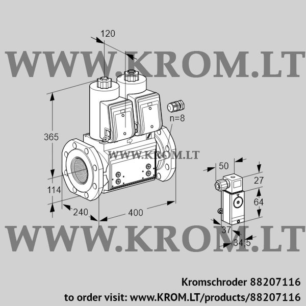 Kromschroder VCS 9125F05NNAR3B/4-3-/2-P3, 88207116 double solenoid valve, 88207116