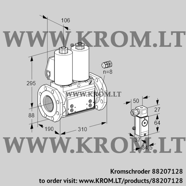 Kromschroder VCS 780F05NNWL3B/4-PP/4-PP, 88207128 double solenoid valve, 88207128