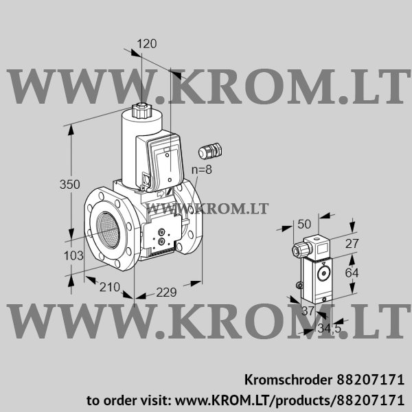 Kromschroder VAS 8100F05NW3E/EM/2M, 88207171 gas solenoid valve, 88207171