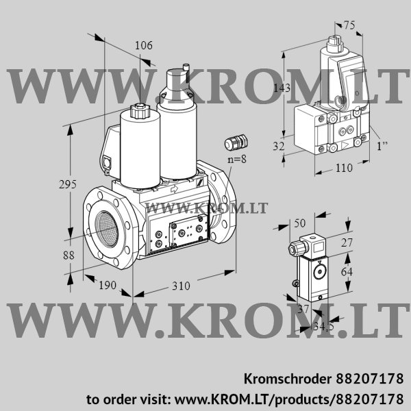 Kromschroder VCS 780F05NLWL3E/P3PP/PPZ-, 88207178 double solenoid valve, 88207178