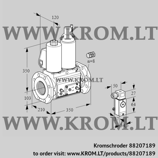 Kromschroder VCS 8100F05NLWL3E/MP2M/PPEM, 88207189 double solenoid valve, 88207189