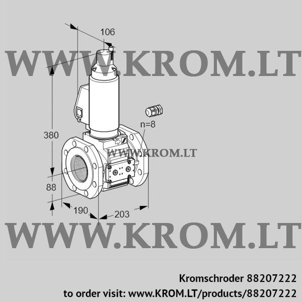 Kromschroder VAS 780F05LWGL3E/PP/PP, 88207222 gas solenoid valve, 88207222