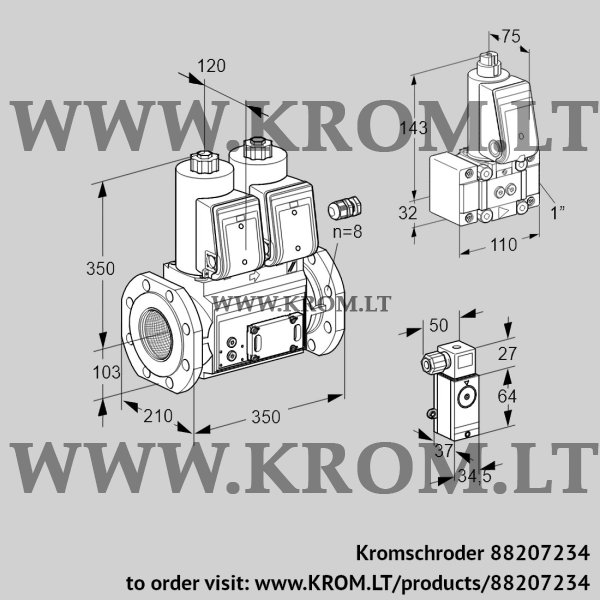 Kromschroder VCS 8100F05NNWR3E/P3Z-/3-P4, 88207234 double solenoid valve, 88207234