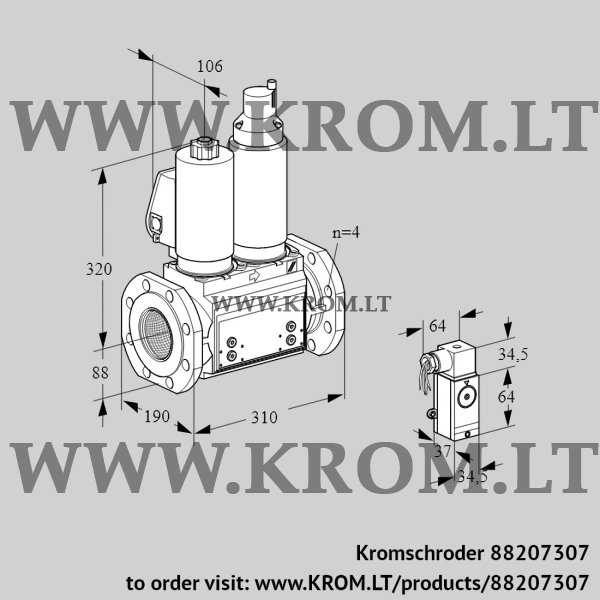 Kromschroder VCS 7T80A05NLQSLB/PPPP/3-4-, 88207307 double solenoid valve, 88207307