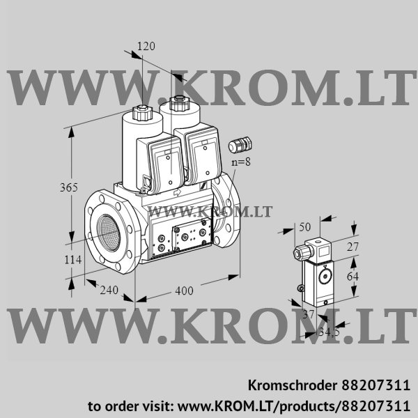 Kromschroder VCS 9125F05NNAR3E/P2PP/PPEM, 88207311 double solenoid valve, 88207311