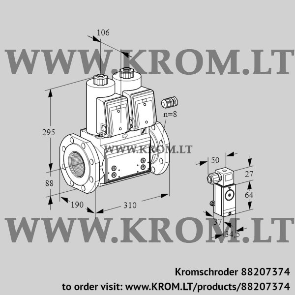 Kromschroder VCS 780F05NNWR3B/4-3-/2-3-, 88207374 double solenoid valve, 88207374