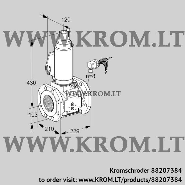 Kromschroder VAS 8100F05LQGLB/PP/PP, 88207384 gas solenoid valve, 88207384