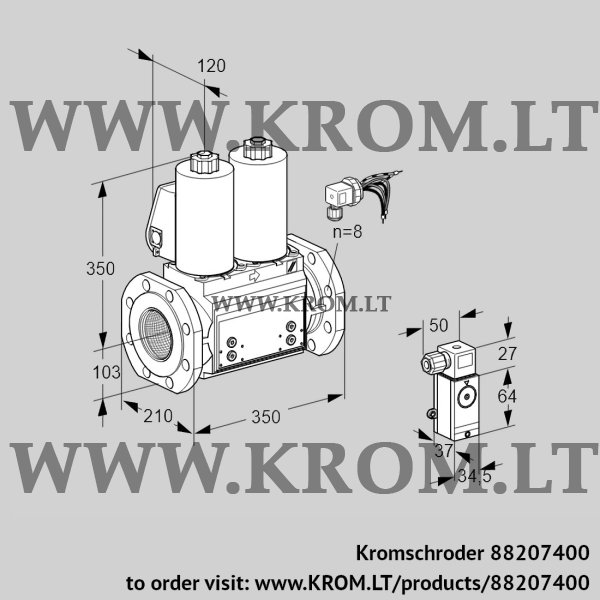 Kromschroder VCS 8100F05NNWLB/P3PP/4-PP, 88207400 double solenoid valve, 88207400