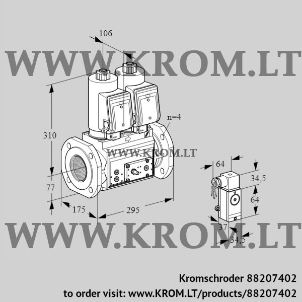 Kromschroder VCS 6T65A05NNQSRE/2-M3/PPPP, 88207402 double solenoid valve, 88207402