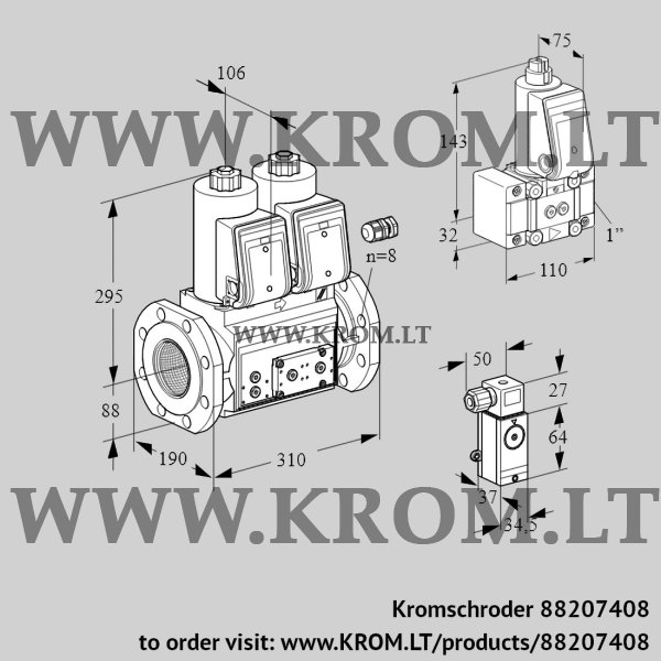 Kromschroder VCS 780F05NNWR3E/P42P/P3Z-, 88207408 double solenoid valve, 88207408