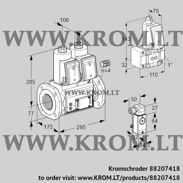 Kromschroder VCS 665F05NNWR3E/3-Z-/4-2P, 88207418 double solenoid valve, 88207418