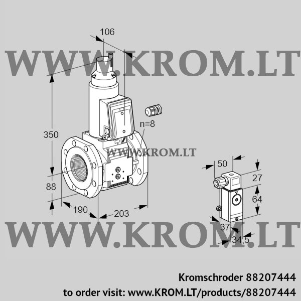 Kromschroder VAS 780F05LW3B/3-/P2, 88207444 gas solenoid valve, 88207444