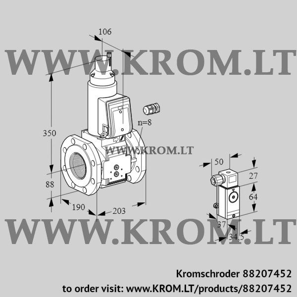 Kromschroder VAS 780F05LW3B/P2/MM, 88207452 gas solenoid valve, 88207452