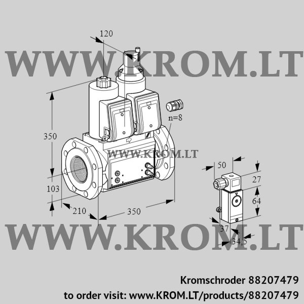 Kromschroder VCS 8100F05NLWR3B/P3MM/PPMM, 88207479 double solenoid valve, 88207479