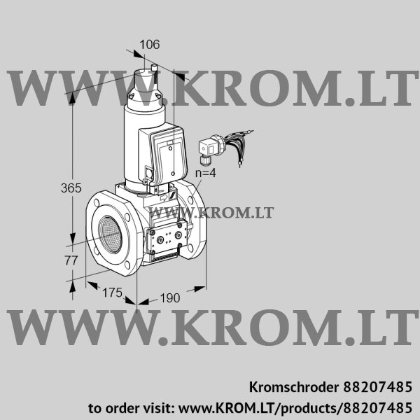 Kromschroder VAS 665F05LWGRE/PP/PP, 88207485 gas solenoid valve, 88207485