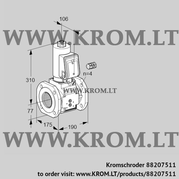 Kromschroder VAS 665F05NWGR3B/PP/MM, 88207511 gas solenoid valve, 88207511