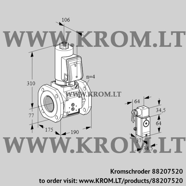 Kromschroder VAS 6T65A05NQGRB/P2/PP, 88207520 gas solenoid valve, 88207520