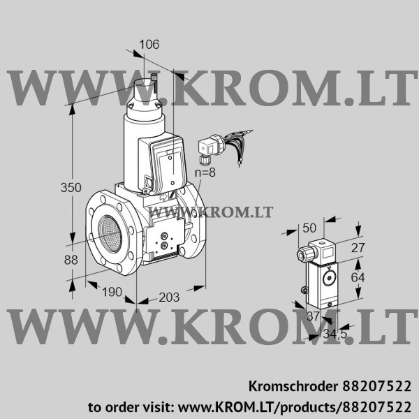 Kromschroder VAS 780F05LWB/PP/3-, 88207522 gas solenoid valve, 88207522