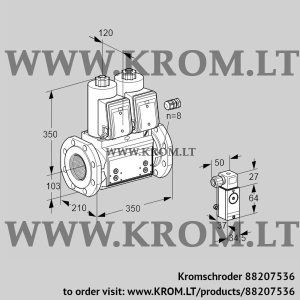 Kromschroder VCS 8100F05NNWR3B/P3PP/PPPP, 88207536 double solenoid valve, 88207536