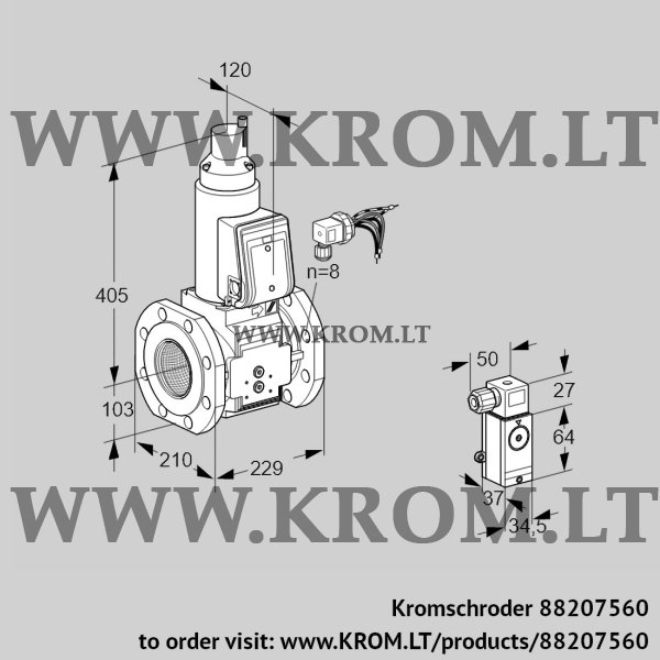 Kromschroder VAS 8100F05LWB/3-/PP, 88207560 gas solenoid valve, 88207560