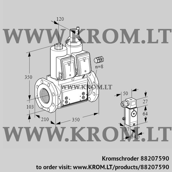 Kromschroder VCS 8100F05NLWR3B/P3PP/PPPP, 88207590 double solenoid valve, 88207590