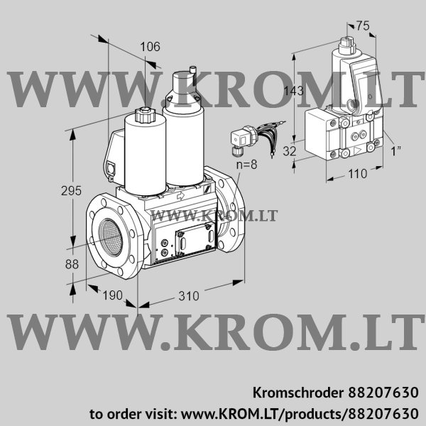 Kromschroder VCS 780F05NLKLE/PPZ-/PPPP, 88207630 double solenoid valve, 88207630