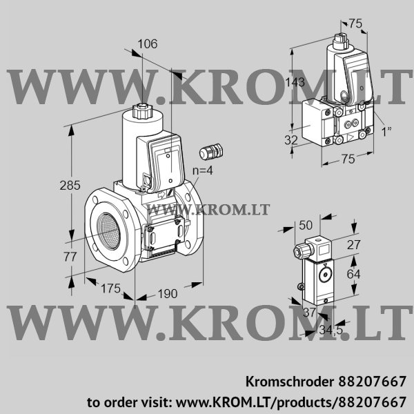 Kromschroder VAS 665F05NW3E/Z-/32, 88207667 gas solenoid valve, 88207667