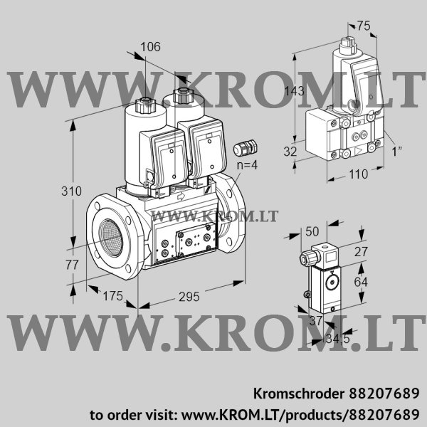 Kromschroder VCS 665F05NNKGR3E/P3PP/PPZ-, 88207689 double solenoid valve, 88207689