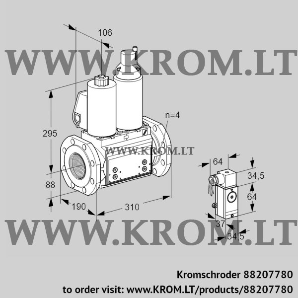 Kromschroder VCS 7T80A05NLQLB/PPPP/2-P3, 88207780 double solenoid valve, 88207780