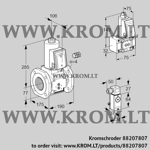 Kromschroder VAS 665F05NW3E/3P/B-, 88207807 gas solenoid valve, 88207807